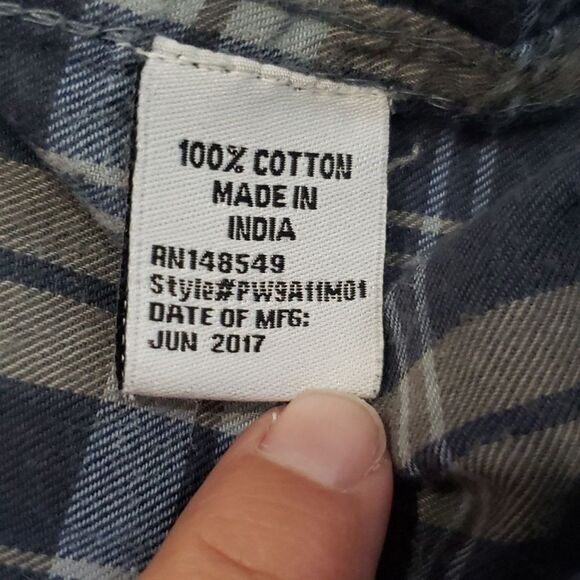 Pd & c Shirt Men Large Blue Gray Plaid Button Down Preppy Cotton Flannel - Picture 5 of 5